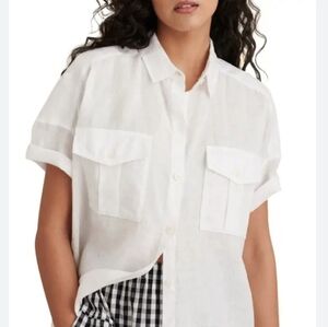 Alex Mill Utility SS Shirt In White Linen XL
